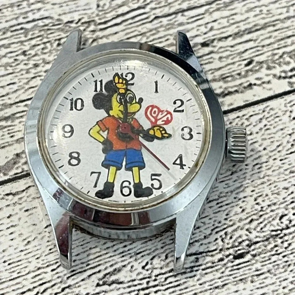 Vintage VTG 1960s Likson Co Hong Kong Mickey Mouse Love Watch No Band Not Tested - Picture 1 of 5
